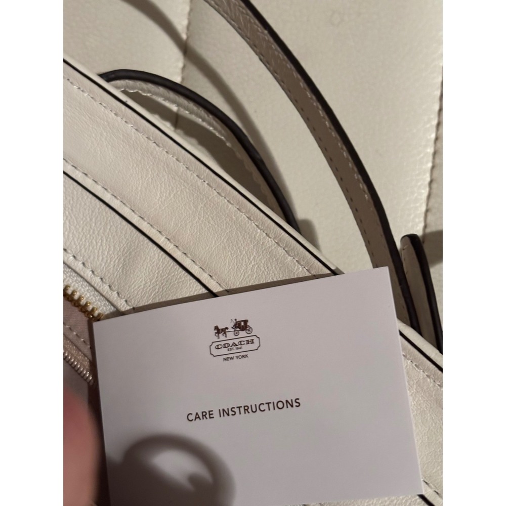 Coach White Pebbled Leather Tote Bag Gold Hardware Crossbody Bag‎ vintage - Picture 7 of 7